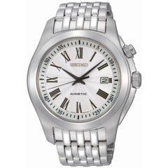 Seiko SKA467P1 Men's Kinetic Silver Dial Stainless Steel Date Watch