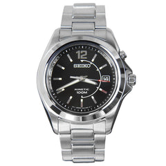 Seiko SKA477 Men's Stainless Steel Black Dial Kinetic Watch