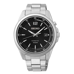 Seiko SKA597 Men's Kinetic Black Dial Stainless Steel Bracelet Date Watch