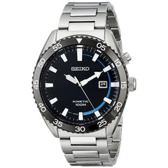 Seiko SKA623 Men's Dress Sport Kinetic Black Dial Steel Bracelet Power Reserve Watch