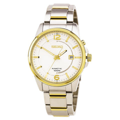Seiko SKA672 Men's Core Silver Dial Two Tone Steel Power Reserve Kinetic Watch