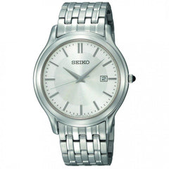 Seiko SKK703P1 Men's Dress Silver Dial Stainless Steel Bracelet Date Watch