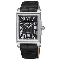 Seiko SKK719P1 Men's Premier Black Dial Black Leather Strap Watch