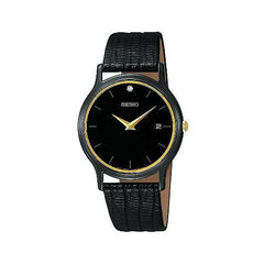 Seiko SKP333 Men's Black Dial Leather Strap Watch