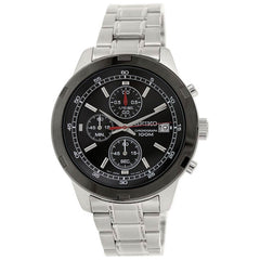 Seiko SKS427 Men's Black Dial Steel Bracelet Chronograph Watch