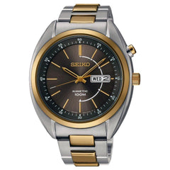 Seiko SMY132 Men's Kinetic Grey Dial Two Tone Gold Plated Steel Bracelet Watch