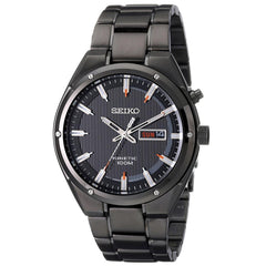 Seiko SMY157 Men's Core Black Dial Black IP Steel Bracelet Power Reserve Kinetic Watch