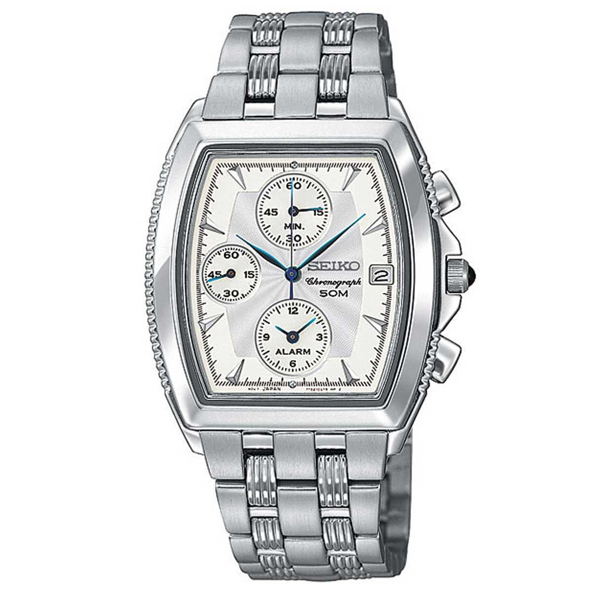 Seiko SNA611 Men's Le Grand Sport White Dial Steel Bracelet Chronograp