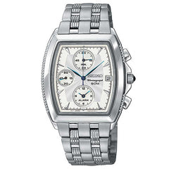 Seiko SNA611 Men's Le Grand Sport White Dial Steel Bracelet Chronograph Alarm Watch
