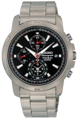 Seiko SNAE47 Men's Black Dial Chronograph Alarm Titanium Watch