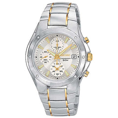 Seiko SND583 Men's Silver Dial Two Tone Bracelet Chronograph Watch