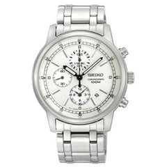 Seiko SNDC25 Men's Classic Silver Dial Steel Bracelet Chrono Quartz Watch