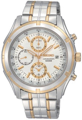Seiko SNDC38 Men's Two Tone Chronographs White Dial Watch
