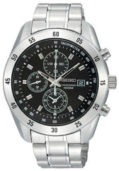 Seiko SNDC43 Men's Chronograph Stainless Steel Black Dial Watch
