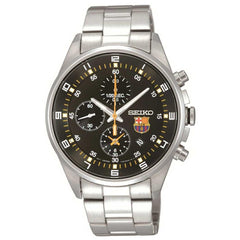 Seiko SNDD23P1 Men's FC Barcelona Black Dial Stainless Steel Chronograph Watch