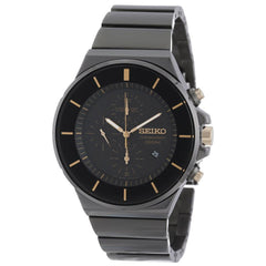 Seiko SNDD57 Men's Classic Black Dial Black IP Steel Bracelet Chronograph Watch