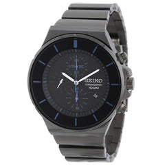 Seiko SNDD59 Men's Classic Chronograph Black Dial Black IP Steel Watch