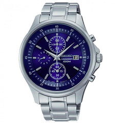 Seiko SNDE21 Men's Chronograph Blue Dial Stainless Steel Bracelet Watch