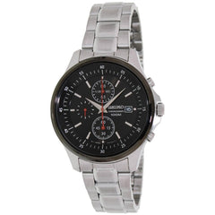 Seiko SNDE27 Men's Black Dial Steel Bracelet Chronograph Watch