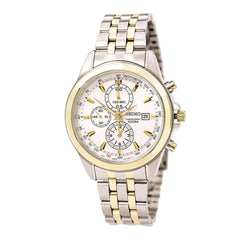 Seiko SNDF04 Men's Chronograph Silver Dial Two Tone Steel Bracelet Watch