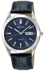 Seiko SNE049 Men's Blue Dial Leather Strap Solar Watch