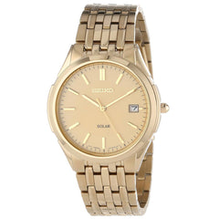 Seiko SNE130 Men's Solar Gold Tone Dial Yellow Gold Plated Steel Bracelet Watch