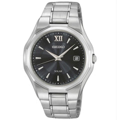 Seiko SNE155P1 Men's Solar Stainless Steel Bracelet Black Dial Watch