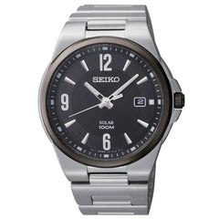 Seiko SNE211 Men's Solar Black Dial Stainless Steel Bracelet Quartz Watch