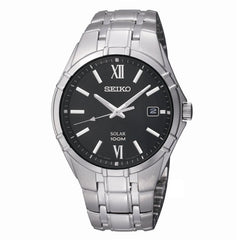Seiko SNE215 Men's Solar Black Dial Stainless Steel Bracelet Watch