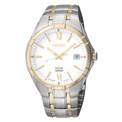 Seiko SNE216 Men's Solar White Dial Two Tone Stainless Steel Bracelet Watch
