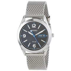 Seiko SNE233 Men's Solar Black Dial Stainless Steel Mesh Bracelet Quartz Watch