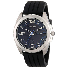 Seiko SNE277 Men's Solar Black Dial Black Silicone Strap Watch