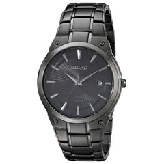 Seiko SNE325 Men's Core Solar Black Dial Black IP Steel Bracelet Power Reserve Watch