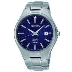 Seiko SNE381 Men's Core Solar Blue Dial Titanium Bracelet Power Reserve Watch
