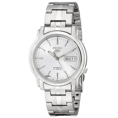 Seiko SNKK65 Men's Seiko 5 Automatic Silver Tone Dial Steel Bracelet Watch
