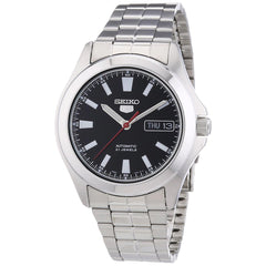 Seiko SNKL09 Men's 5 Automatic Steel Bracelet Black Dial Day Date Watch