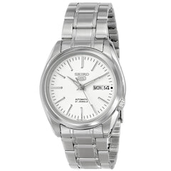 Seiko SNKL41 Men's 5 Automatic Stainless Steel Bracelet White Dial Day Date Watch