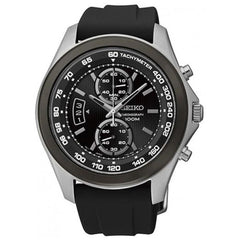Seiko SNN257P2 Men's Chrono Black Dial Black Rubber Strap Quartz Watch