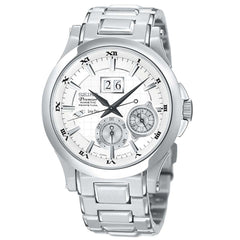 Seiko SNP001 Men's Premier Kinetic Perpetual Calendar Silver Dial Steel Bracelet Watch