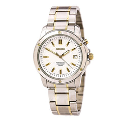 Seiko SNQ008 Men's Perpetual Calendar White Dial Two Tone Steel Bracelet Watch