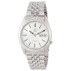 Seiko SNXJ89 Men's 5 Automatic Stainless Steel Bracelet White Dial Day Date Watch