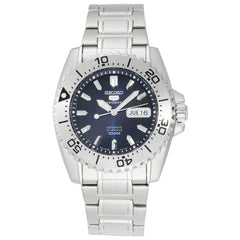 Seiko SNZG37 Men's 5 Sports Automatic Blue Dial Stainless Steel Bracelet Day Date Watch