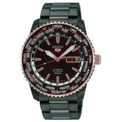 Seiko SRP132 Men's 5 Sports Special Edition Brown Dial Black IP Steel Automatic Watch