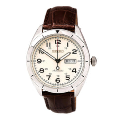 Seiko SRP713 Men's Core Beige Dial Brown Leather strap Power Reserve Automatic Watch