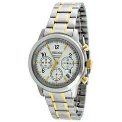 Seiko SSB009 Men's Chronograph White Dial Two Tone Bracelet Date Watch