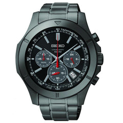 Seiko SSB119 Men's Chronograph Black Dial Black IP Steel Bracelet Quartz Watch
