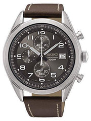 Seiko SSB275P1 Men's Grey Dial Leather Strap Chronograph Watch