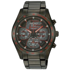 Seiko SSC071P1 Men's Criteria Solar Grey Dial Black IP Steel Bracelet Chronograph Watch