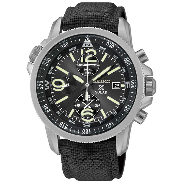 Seiko SSC293P2 Men's Prospex Black Dial Black Strap Chronograph