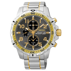 Seiko SSC304 Men's Core Solar Grey Dial Two Tone Bracelet Chronograph Alarm Watch